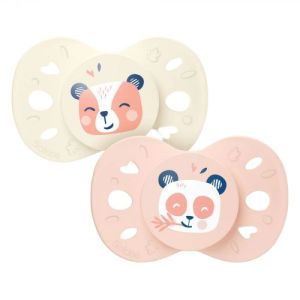 2 sucettes anatomiques 18 mois+ Rose et beige