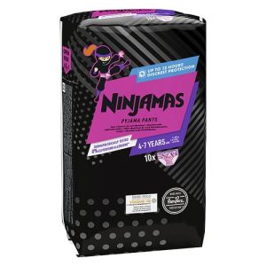 Ninjamas Pyjama Pants Fille Sous-Vêtement Absorbant de Nuit 4-7 Ans 17-30kg 10 unités