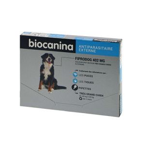 Biocanina Fiprodog pour chien de 40 à 60kg ,3 pipettes