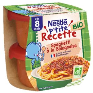 P'tite recette Bio Spaghetti à la bolognaise 2*190gr dés 8 mois