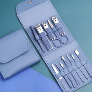 Kit manucure 12 pièces bleu