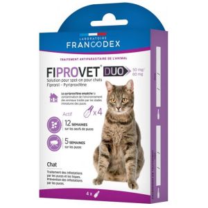 Traitement Spot-On Fiprovet Duo pour Chat - 4x0,5ml