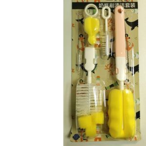 Goupillon Biberon plastique rose, 5 Pièces
