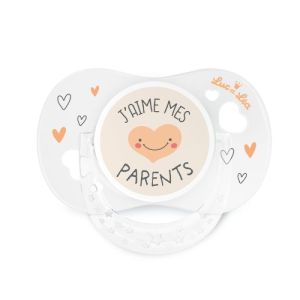 Sucette Anatomique "J'aime mes parents" 18 mois + avec anneau