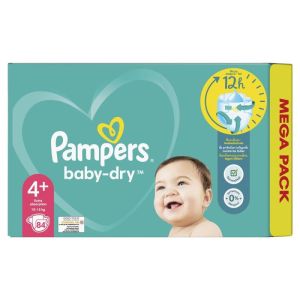 Pampers méga pack baby-dry T4+ extra absorption 10-15 kg 84 couches