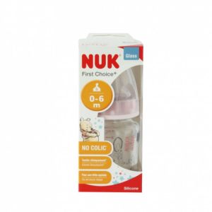 Biberon en verre Winnie l'ourson 0-6M rose ou bleu , 120ml
