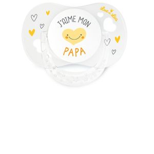 Sucette anatomique "J'aime mon papa" 0-6 mois avec anneau
