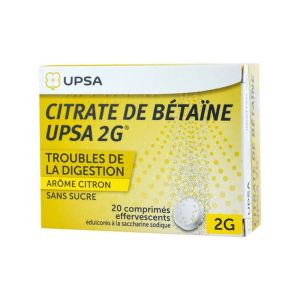 Citrate de Bétaïne Citron Sans sucre 20 Comprimés Effervescents