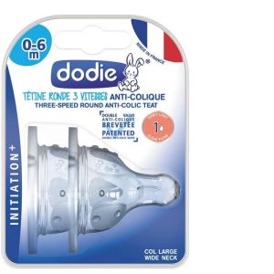 Tétine ronde 3 vitesses anti-colique débit 1 0-6 mois