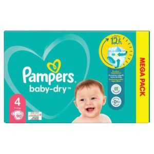 Pampers méga pack baby dry taille 4 , 9-14kg, 90 couches