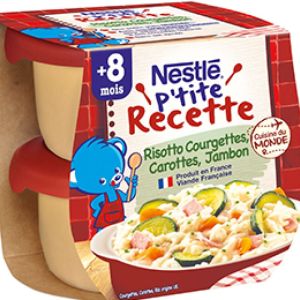 P'tite recette risotto courgettes, carottes et jambon 2*200gr +8 mois