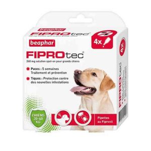 FIPROtec, pipettes antiparasitaires pour chien - 20/40 kg - 4 pipettes
