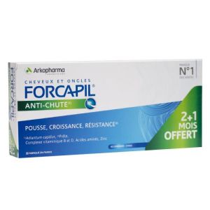 Forcapil  Cheveux Anti-chute, Lot 2 Mois + 1 Mois Offert, 90 Comprimés