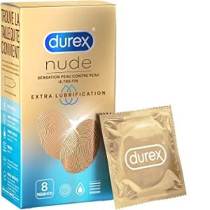 Durex NUDE Extra Lubrifié - 8 préservatifs