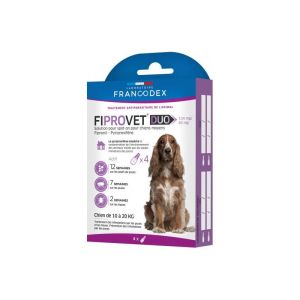 Traitement Spot-On Fiprovet Duo pour Chien de 10 à 20kg- 4x0,5ml