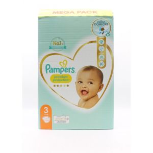 Pampers premium méga pack Taille 3 , 111 couches ,6kg-10kg