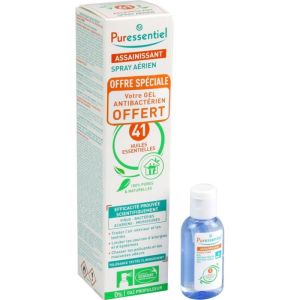 Spray Assainissant 41 huiles essentielles 200ml + gel mains 80ml offert