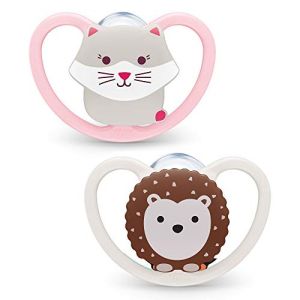 Sucette Space Chat/Lion, lot de 2 - 0/6 mois