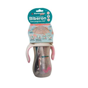 Biberon avec poignées Rose - 3mois et plus - 240 ml