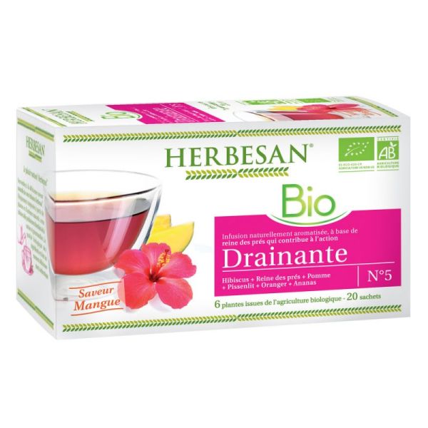 Herbesan Infusion Bio Drainante, 20 sachets