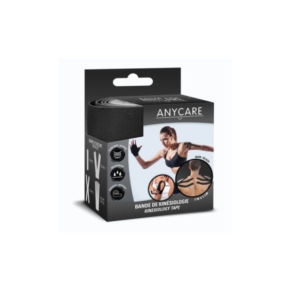 Bande de Kinésiologie Noire Waterproof 5m x 5cm