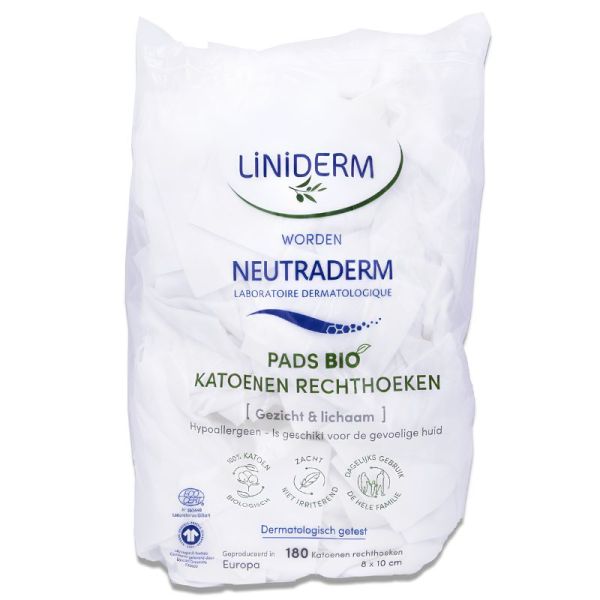 LINIDERM NEUTRADERM COTON BIO 8X10cm-180 RECTANGLES
