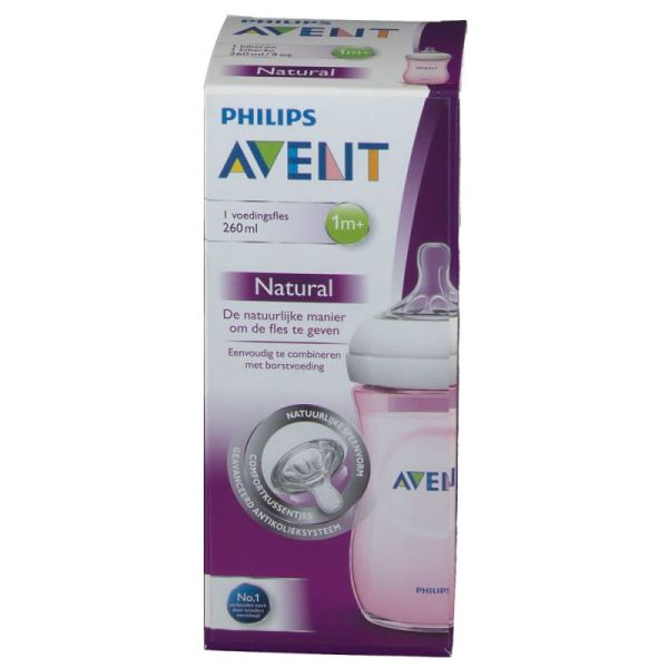 Biberon Avent Natural 260ml rose