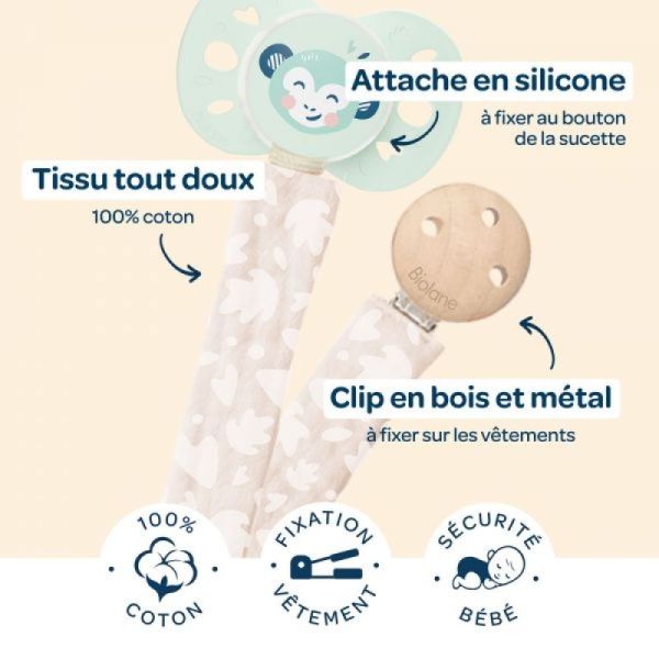 Attache sucette anatomique Beige