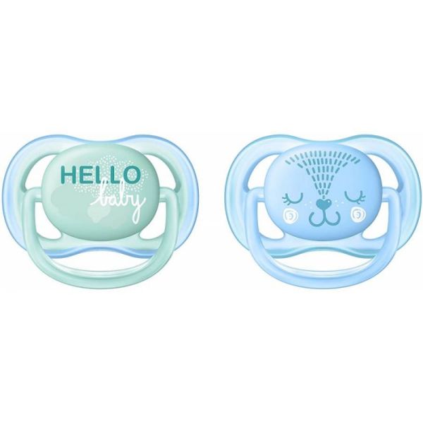 2 Sucettes Avent Ultra Air 0-6 mois - Hello/Visage