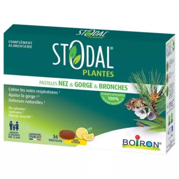 Stodal Plantes Pastilles Nez Gorge Bronches Goût Citron - 36 pastilles