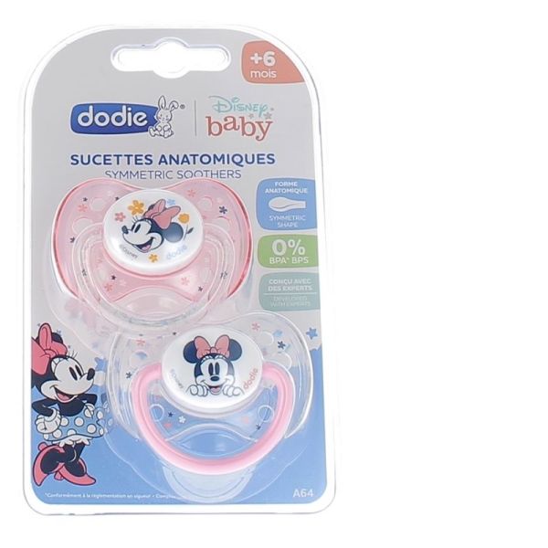 2 Sucettes anatomiques +6 mois Disney Minnie