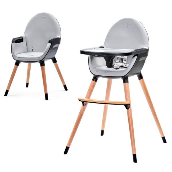 Chaise haute Kinderkraft FINI noir et blanc en bois de hêtre
