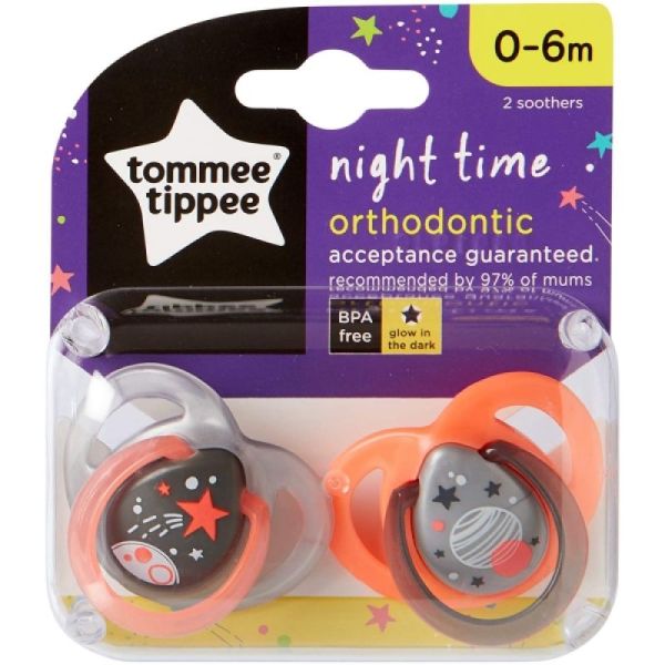 TOMMEE TIPPEE Tétine Nuit, 0-6 M 2 Pièces 5010415333803