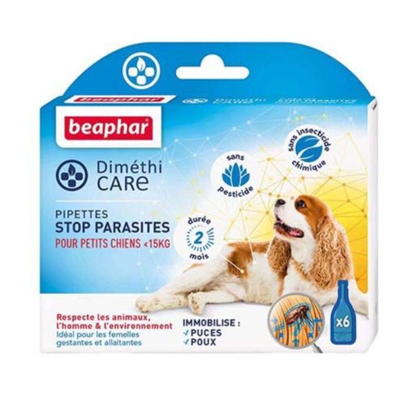 Diméthicare Pipettes stop parasites pour chien - 0/15 kg - 6 pipettes