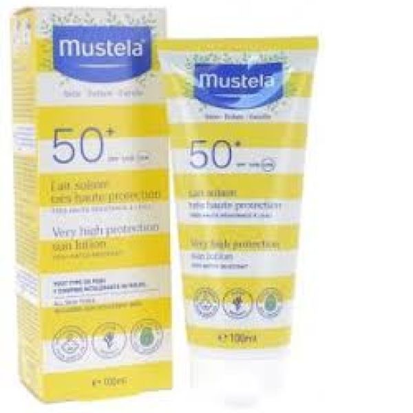 Lait solaire très haute protection bébé SPF 50+ Mustela - tube de 100 ml