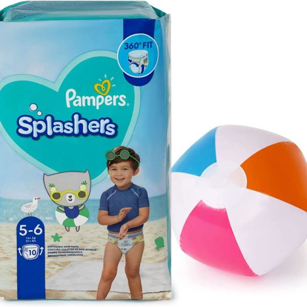 Splashers 10 Couches-Culottes de Bain Jetables Taille 5-6 (14 kg+) - Pampers
