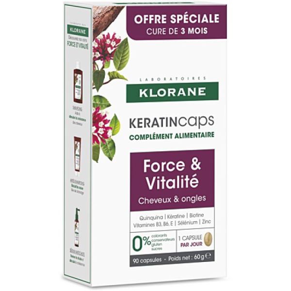 Klorane Keratincaps force et vitalité complément alimentaire