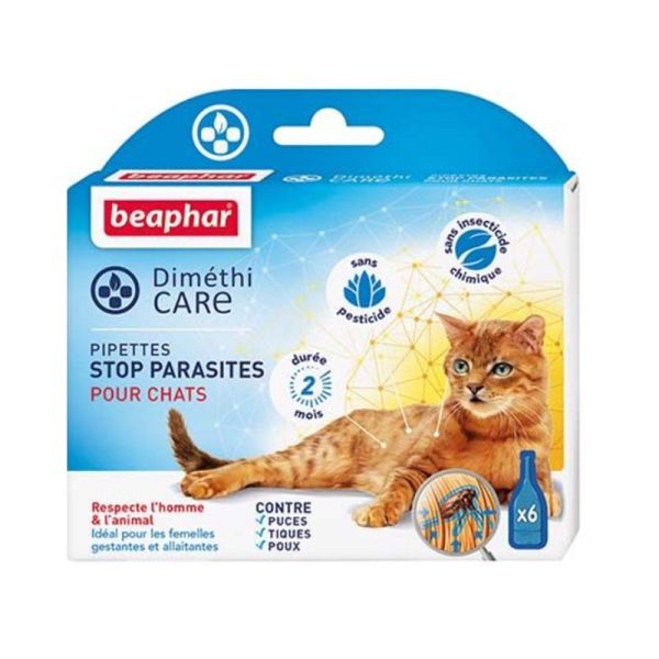 Diméthicare Pipettes stop parasites pour chats - 6 pipettes