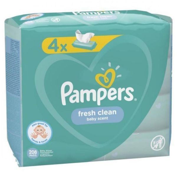 FRESH CLEAN Lot de 4 x 52 lingettes - 208 lingettes