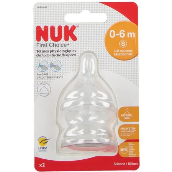 First Choice+ 2 Tétines physiologiques Small 0-6 mois