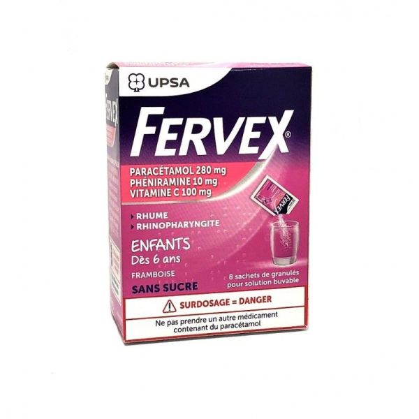 Fervex Enfants Sans Sucre Framboise - 8 Sachets