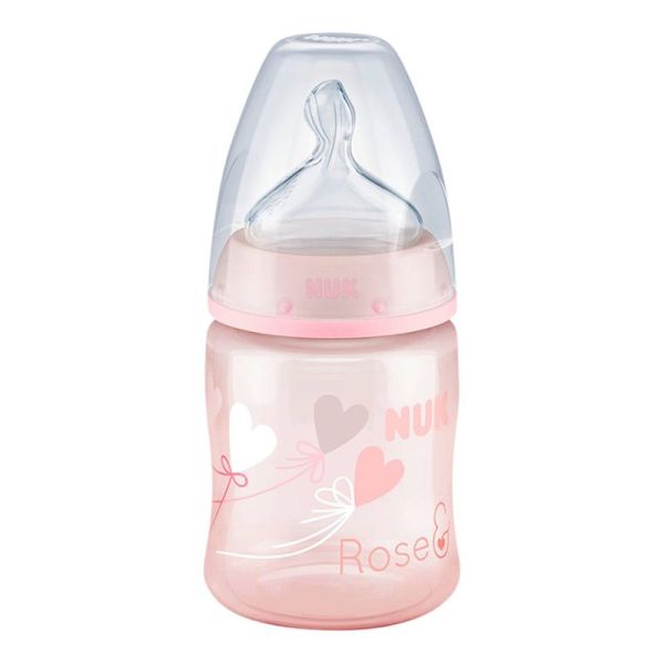 Biberon rose avec tétine, 150 ml - 0/6 mois