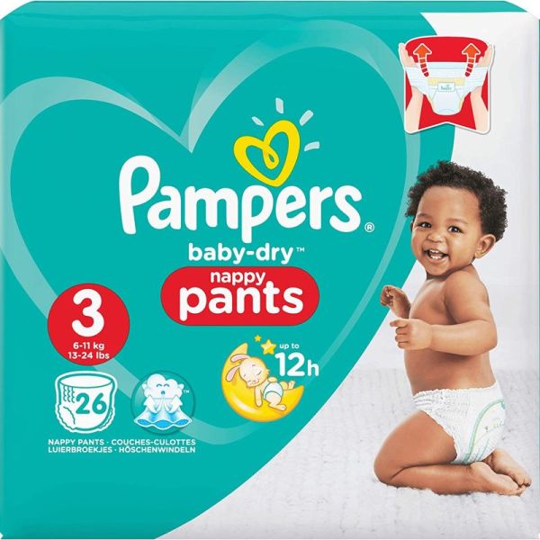 Pampers Baby Dry Pants T3  6-11kg   26 couches