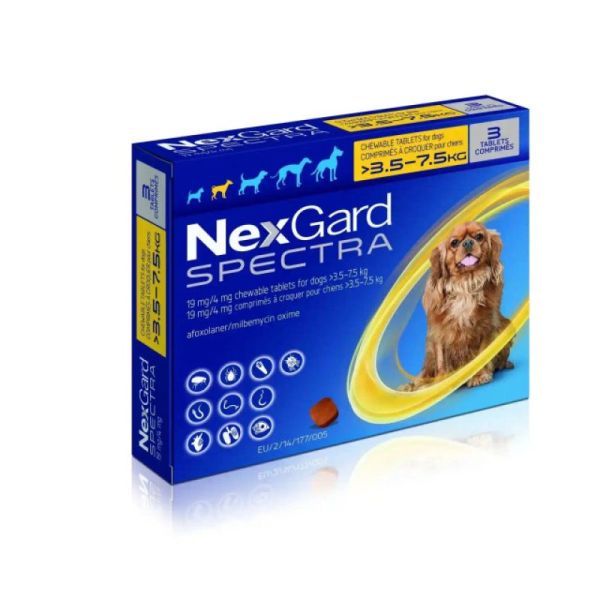 NexGard Spectra 19mg/4mg pour chiens 3.5kg à 7.5kg