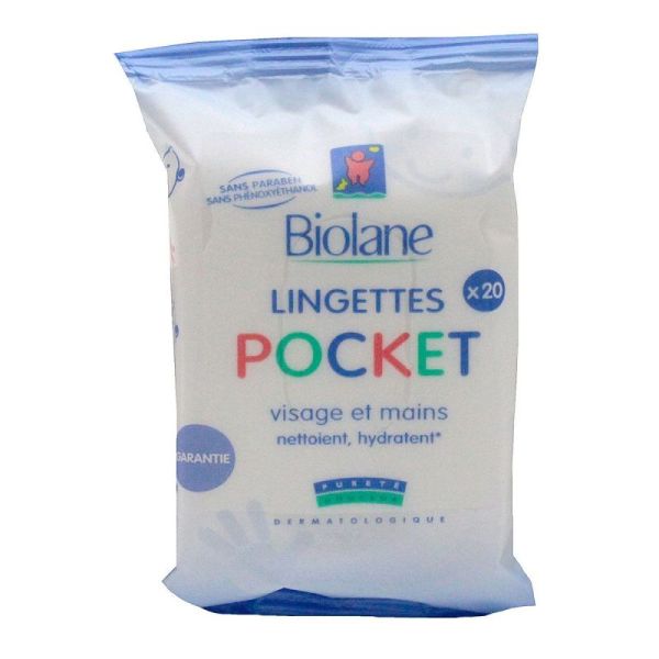 20 lingettes bébé visage & mains (format Pocket)