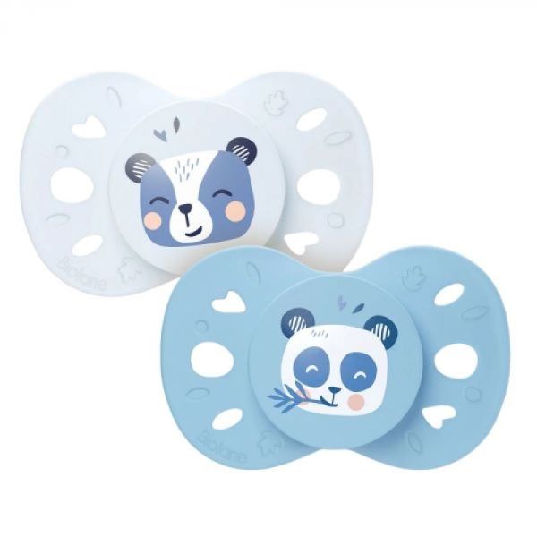 2 sucettes anatomiques 18 mois+ bleu et beige