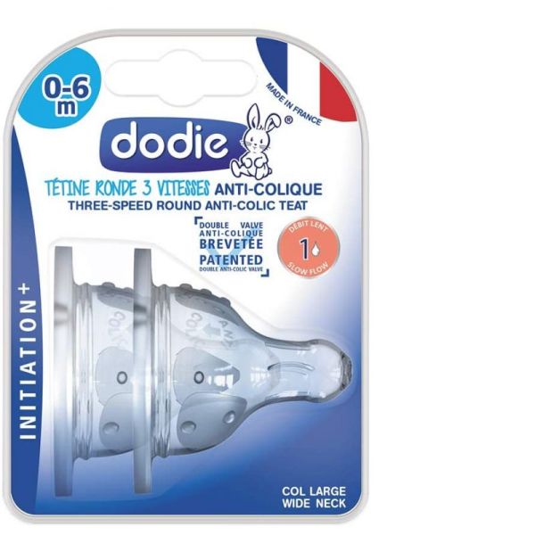 Tétine ronde 3 vitesses anti-colique débit 1 0-6 mois