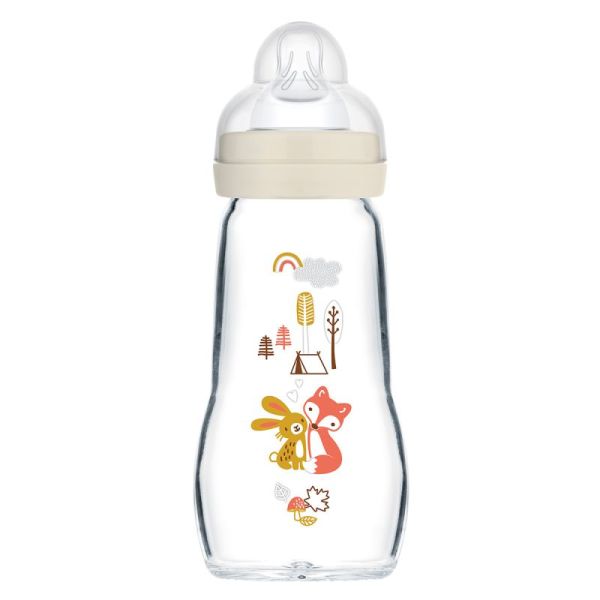 Biberon verre +2 mois 260ml-blanc