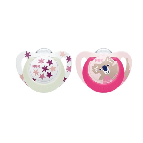 Sucette en silicone NUK Starlight Day & Night 6-18m Fille
