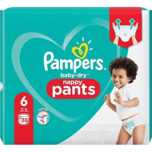 Pampers baby-dry pants T6    14-19 kg     33 couches